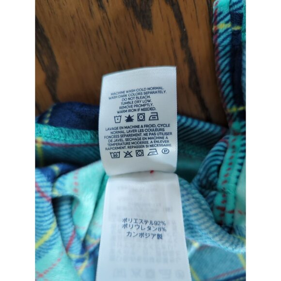 Lands End Womens Plaid blue mock neck turtleneck soft velvet Long Sleeve Top L/P - Picture 7 of 12